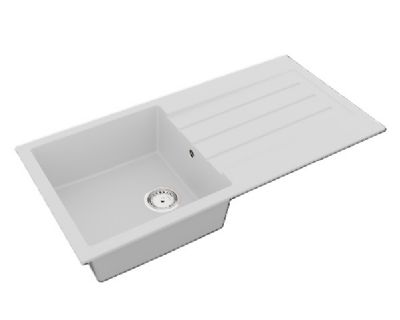 GRANMASTER FORTEA 100 INSET WHITE MASTERDURO SINGLE BOWL SINGLE DRAINER SINK, GRA0141 GRANMASTER FORTEA 100 INSET WHITE MASTERDURO SINGLE BOWL SINGLE DRAINER SINK, GRA0141